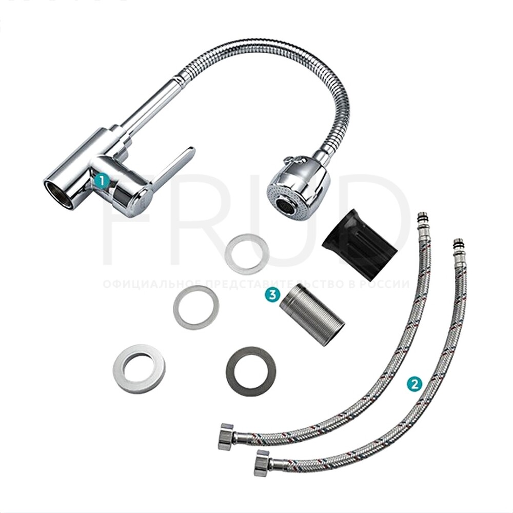 42052-30 Смеситель Кухня FRUD шар d-35 (хром) на гайке Нерж