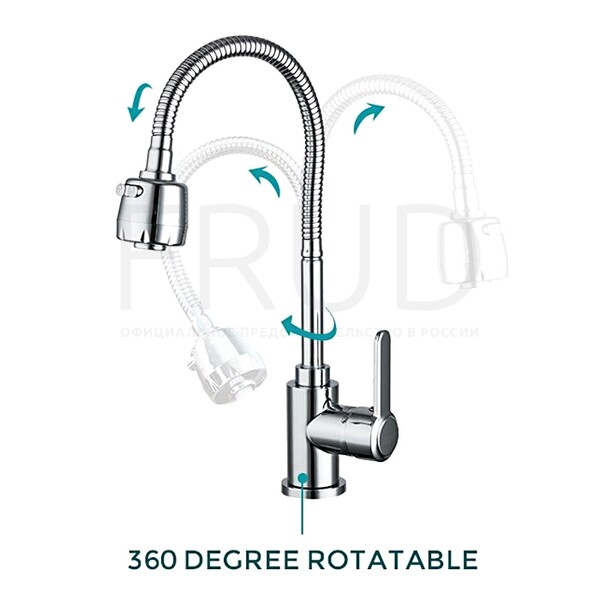 42052-30 Смеситель Кухня FRUD шар d-35 (хром) на гайке Нерж