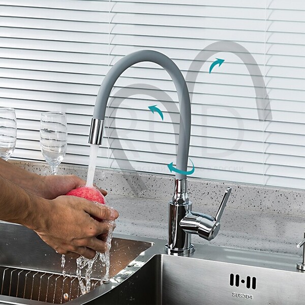 42052-31 Смеситель Кухня FRUD шар d-35 (серый/хром) на гайке Нерж