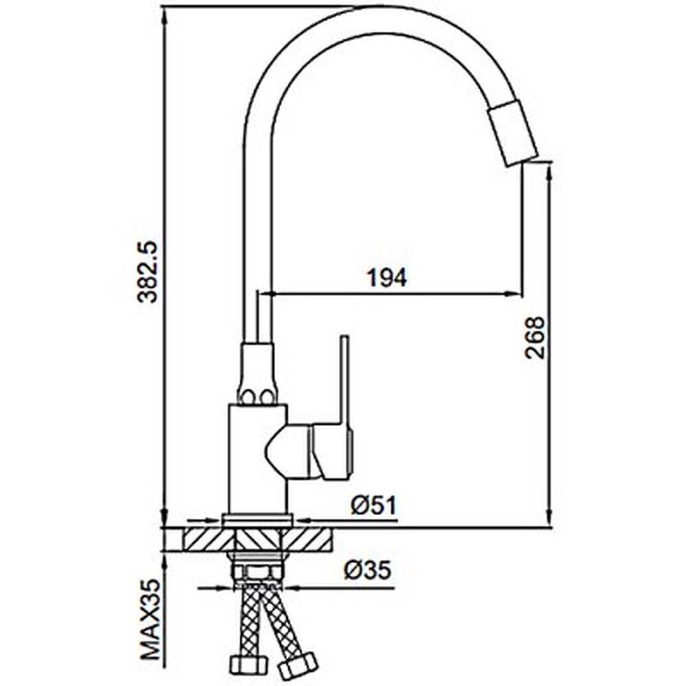 42052-31 Смеситель Кухня FRUD шар d-35 (серый/хром) на гайке Нерж