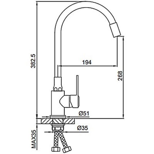 42052-31 Смеситель Кухня FRUD шар d-35 (серый/хром) на гайке Нерж