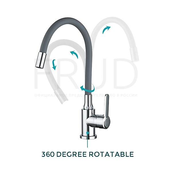 42052-31 Смеситель Кухня FRUD шар d-35 (серый/хром) на гайке Нерж