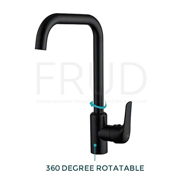 43052-22 Смеситель Кухня FRUD шар d-35 (черный) на гайке Нерж