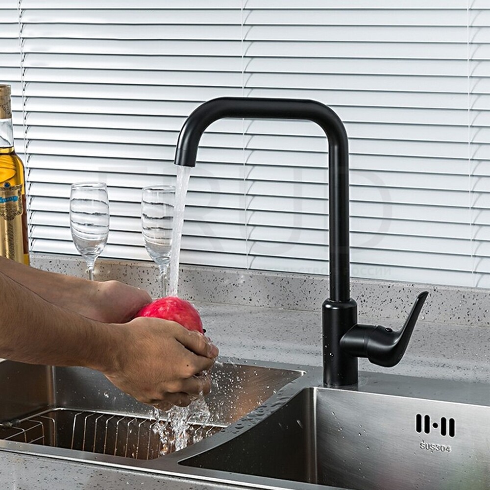 43052-22 Смеситель Кухня FRUD шар d-35 (черный) на гайке Нерж