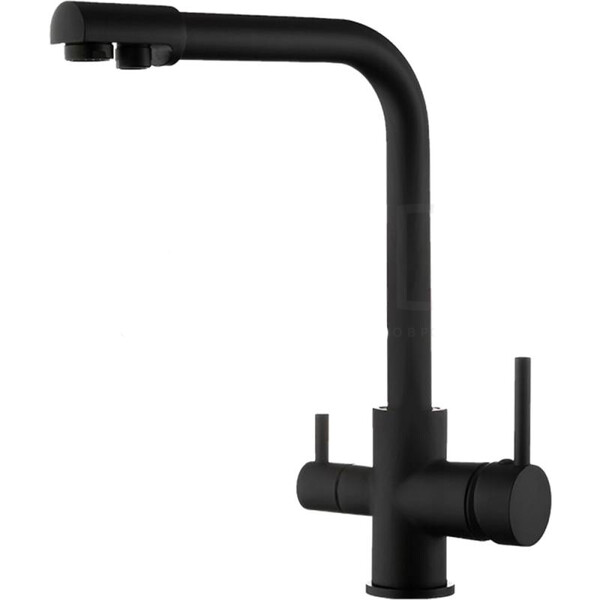 43053-7 Смеситель Кухня FRUD шар d-35 с подключением фильтра пит воды,(черный) на гайке 