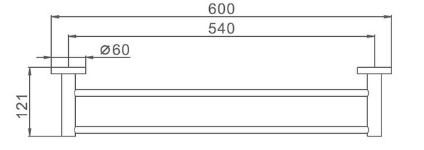 30209/FRAP Полотенцедержатель двойной 600мм (черный) нерж сталь SUS304