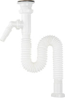 F303-60-MR Гибкая труба с выпуском (гофросифон) Aquant 1 1/2"х40/50 с мет.реш. с отводом с/м (длина болта 60 мм)