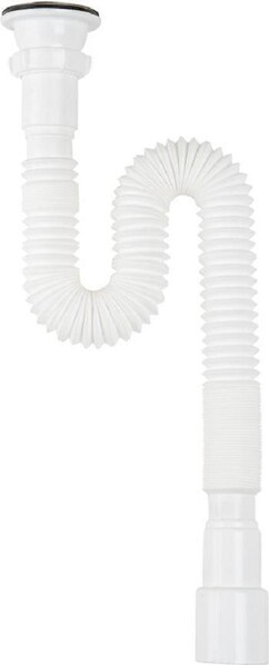 F113-55-MR Гибкая труба с выпуском (гофросифон) Aquant 1 1/2"х40/50 удлинённая с мет.реш. (длина болта 60 мм)