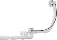 V312-18-MR Сифон для ванны регулируемый с выпуском и переливом Aquant с гибкой трубой 40х40/50 полуавтомат