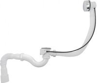 V322-18-MR Сифон для ванны с выпуском и переливом Aquant с гибкой трубой 40х40/50 полуавтомат