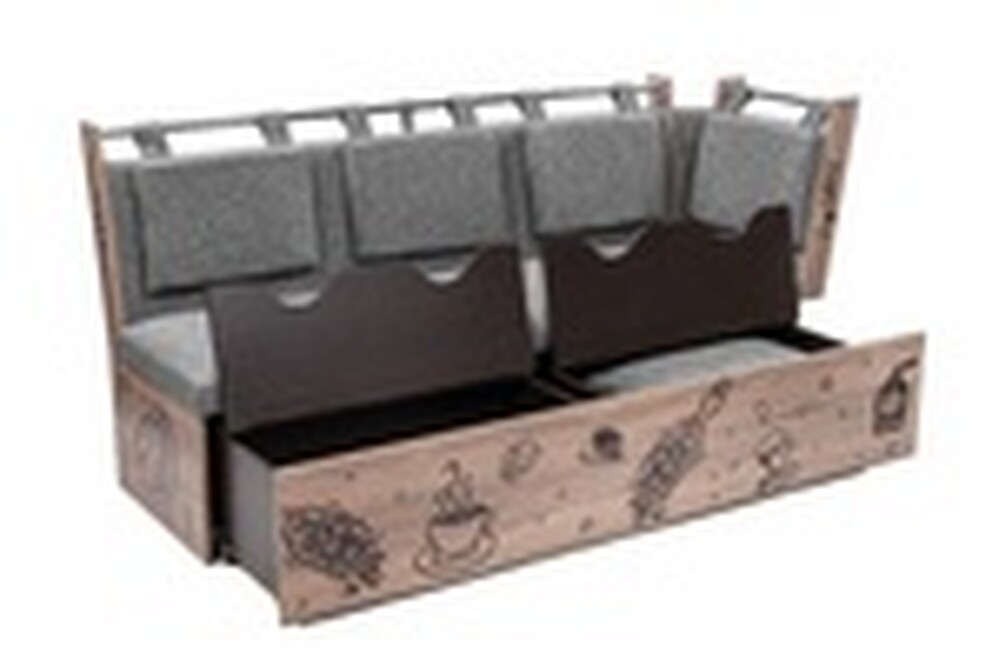 Скамья со спальным местом "Роденго" - дуб винтаж оксид (дуб сонома трюфель)/ТК рогожка серая (4 места)