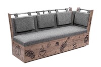 Скамья со спальным местом "Роденго" - дуб винтаж оксид (дуб сонома трюфель)/ТК рогожка серая (4 места)