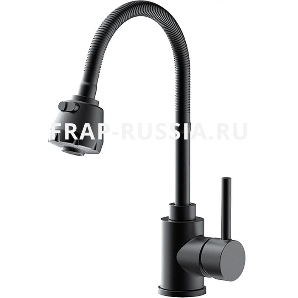  40993-6 Смеситель Кухня Frap d-35 на гайке с гибким изливом (черный) НЕРЖАВЕЙКА