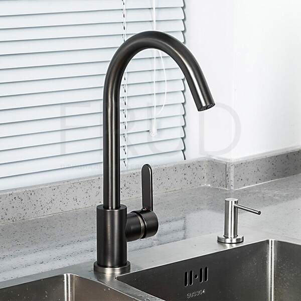 42052-11 Смеситель Кухня FRUD шар d-35 (оружейная сталь) на гайке Нерж