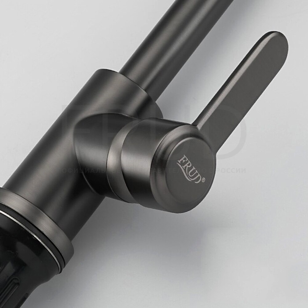 42052-11 Смеситель Кухня FRUD шар d-35 (оружейная сталь) на гайке Нерж