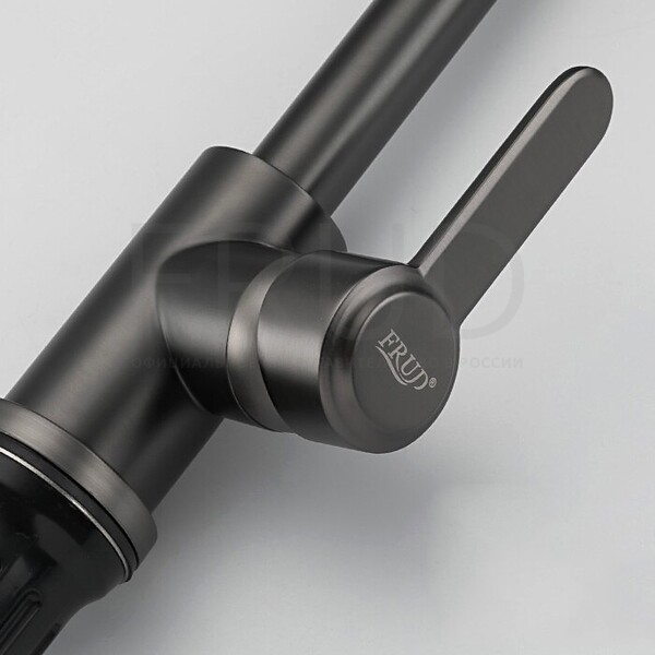 42052-11 Смеситель Кухня FRUD шар d-35 (оружейная сталь) на гайке Нерж