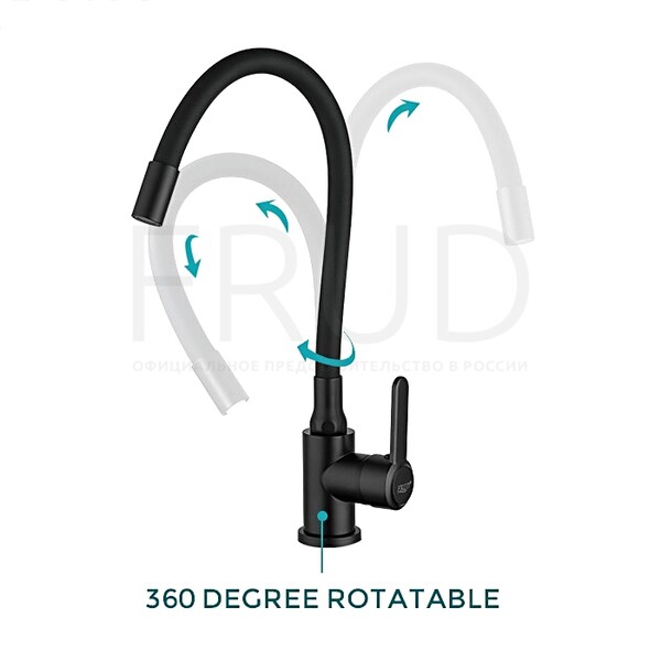 42052-32 Смеситель Кухня FRUD шар d-35 (черн матовый) на гайке Нерж