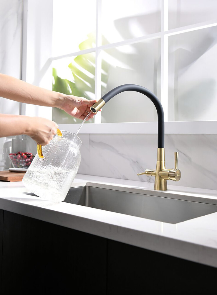 LM3075B Comfort Смеситель для кухни, с гибким изливом, с подключением к фильтру питьевой воды, бронза LEMARK
