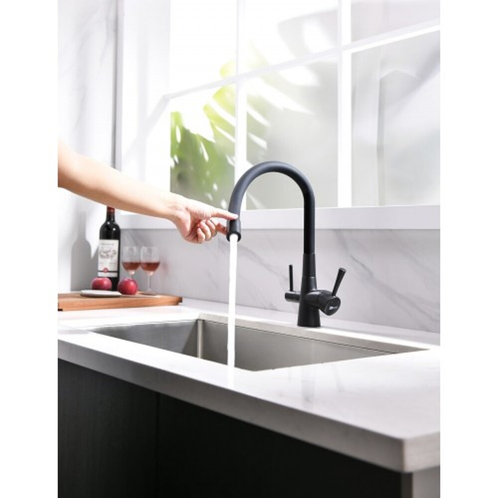 LM3075BL Comfort Смеситель для кухни, с гибким изливом, с подключением к фильтру питьевой воды, черный LEMARK