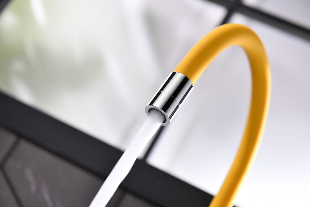 LM3075C-Yellow Comfort Смеситель для кухни, с гибким изливом, с подключением к фильтру питьевой воды, хром/желтый LEMARK