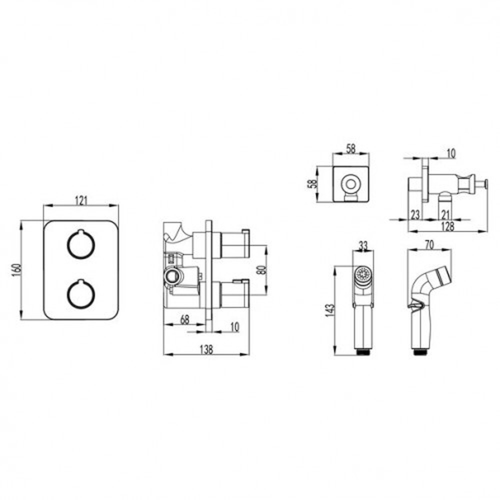 LM7820C Yeti Смеситель термостатический с гигиеническим душем, встраиваемый, хром LEMARK