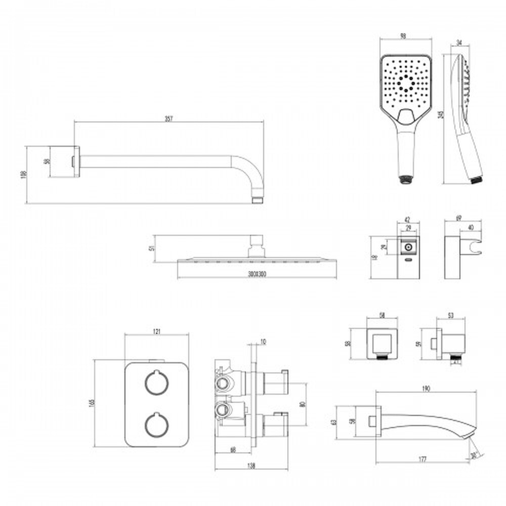 LM7842C Yeti Смеситель термостатический для ванны и душа, встраиваемый, с доп. 3-ф. лейкой, хром LEMARK