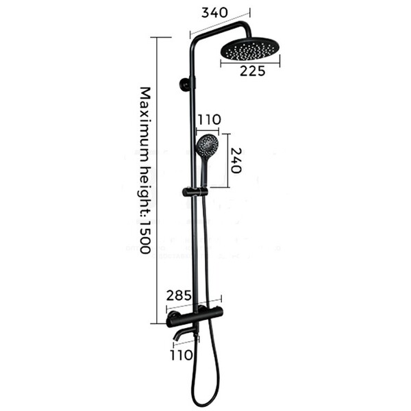 G2490-6 Душевая система GAPPO с термостатом. излив-переключатель на лейку (черный)