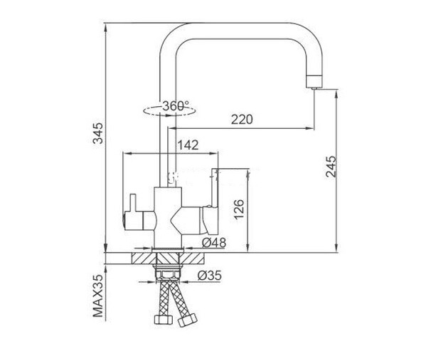 43054-8 Смеситель Кухня FRUD шар d-35 с подключением фильтра пит воды,(белый) на гайке 