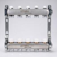 Блок коллекторов VALTEC,с ручными регулировочными клапанами1"х6 вых Евроконус 3/4 (VTc.582.EMNX.0606)