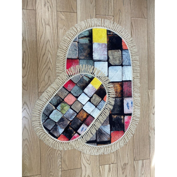 Коврик универс. 2 предм. DECORATIVE цифровая печать 60х100 с бахрамой ОВАЛЬНЫЕ, МИКС
