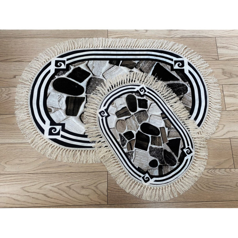 Коврик универс. 2 предм. DECORATIVE цифровая печать 60х100 с бахрамой ОВАЛЬНЫЕ, МИКС