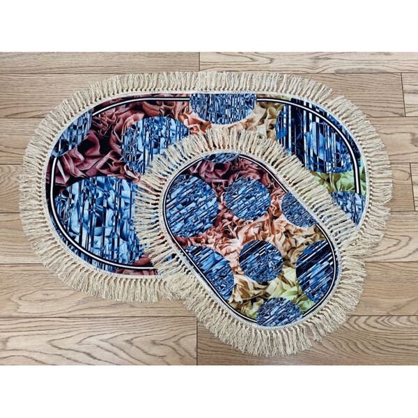 Коврик универс. 2 предм. DECORATIVE цифровая печать 60х100 с бахрамой ОВАЛЬНЫЕ, МИКС
