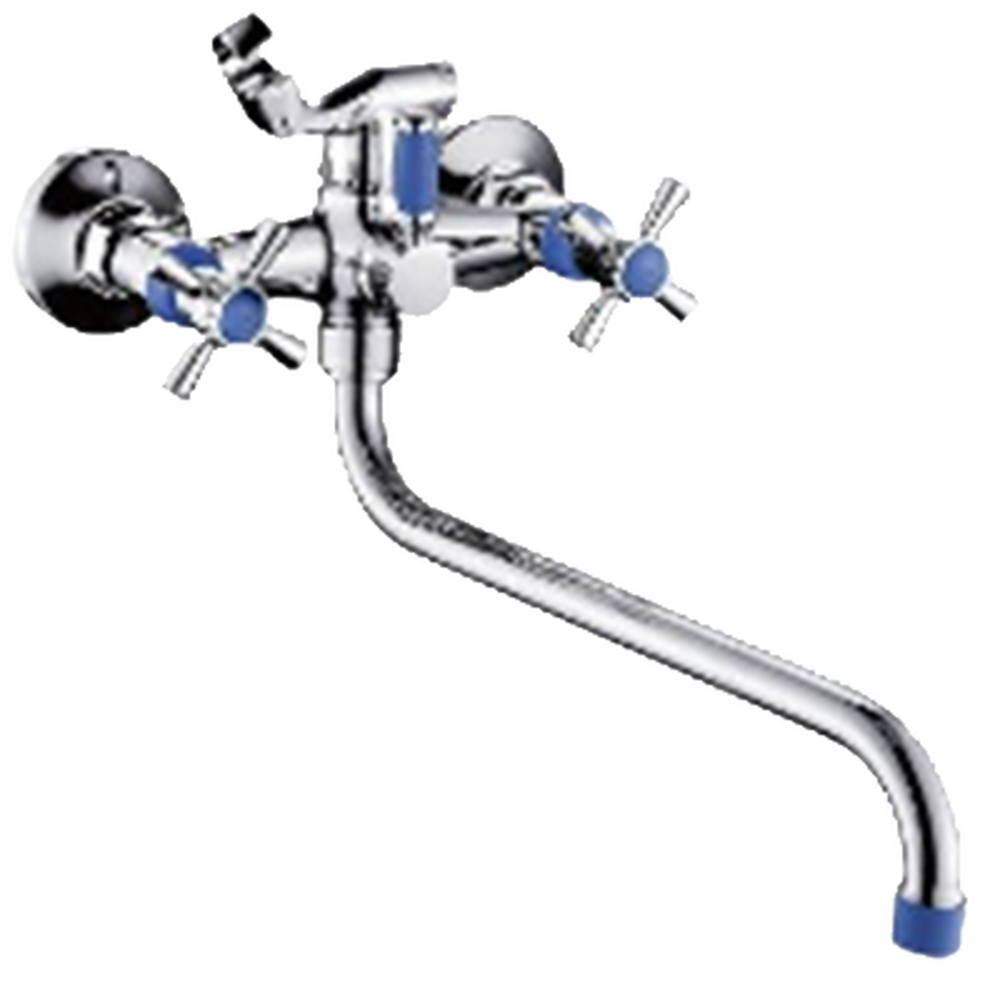 Смеситель Ванна Lemen 1/2 м/к КРЕСТ, синий (LD 2757С)