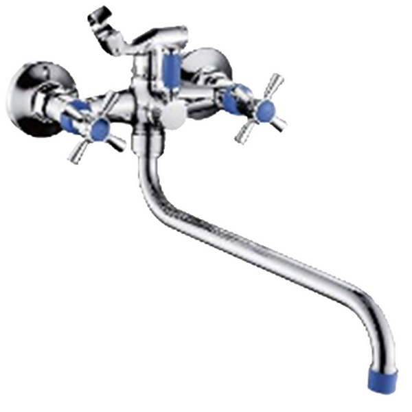 Смеситель Ванна Lemen 1/2 м/к КРЕСТ, синий (LD 2757С)