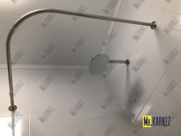 Карниз д/ванной нержавейка Г-обр. 1,1м х 1,1м (труба: 25х1 (мм)