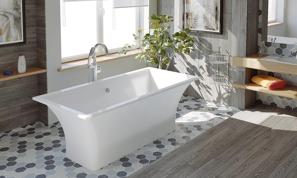 Ванна из литьевого мрамора BAS "МАДРИД" 170х80 Белый (БЕЗ АВТОСЛИВА) ВА00006