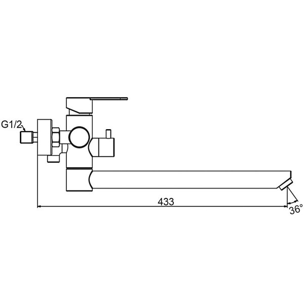 22801-6 Смеситель Ванна Frap d-35 дл излив (черный)