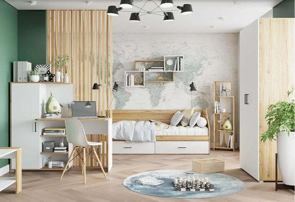 Лайт Шкаф 900 (белый/золотой) (3 места)