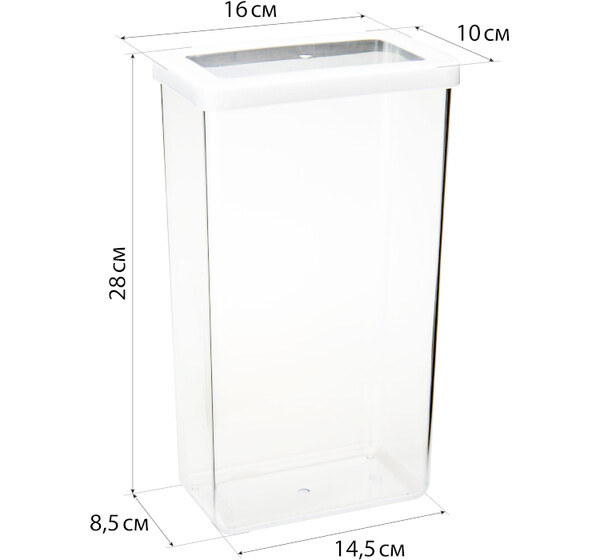 Емкость для сыпучих продуктов СТЕП 3,2 л 16*10*28см Белый ("М-пластика") (М 1299)