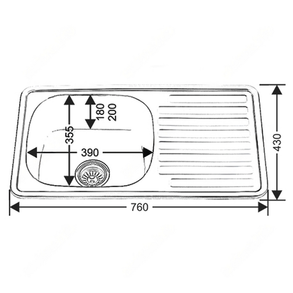 Мойка нерж врезная 760х430х180 т.0,6 H7643 MELANA (+сифон) Китай АКЦИЯ!!!