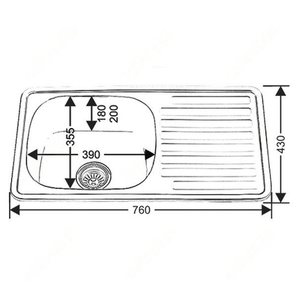 Мойка нерж врезная 760х430х180 т.0,6 H7643 MELANA (+сифон) Китай АКЦИЯ!!!