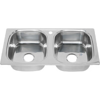 Мойка нерж врезная 870х470х180 S т.0,8 ДВОЙНАЯ бол.сиф. (+сифон) Китай