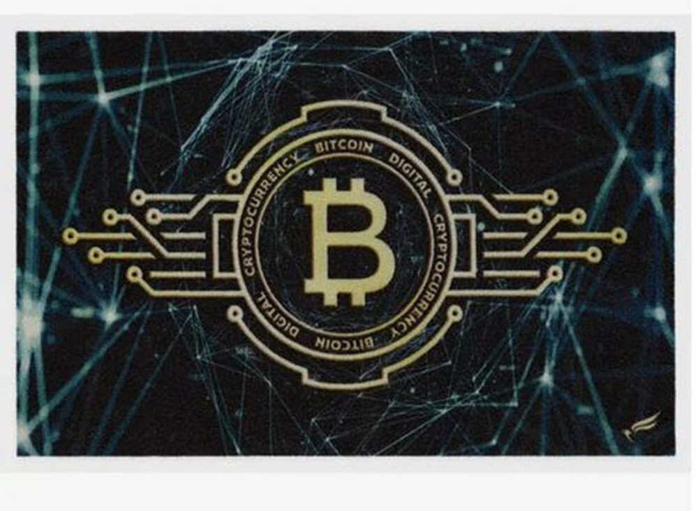 Коврик придверный влаговпитывающий SHAHINTEX DIGITAL PRINT 50х80 "Биткойн" (06) Распродажа ***