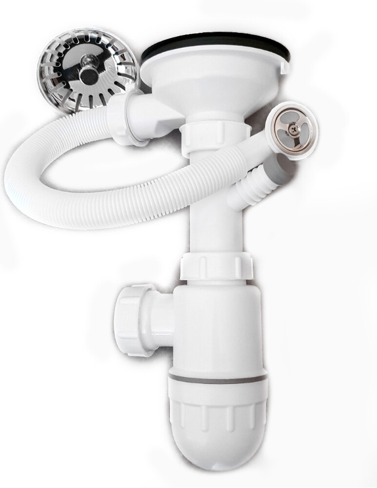  SALD 0001 Сифон бутылочный БРИСЛ 3 1/2" х 40, с круг.перел. для ГРАНИТНОЙ мойки, с одним отводом с/м