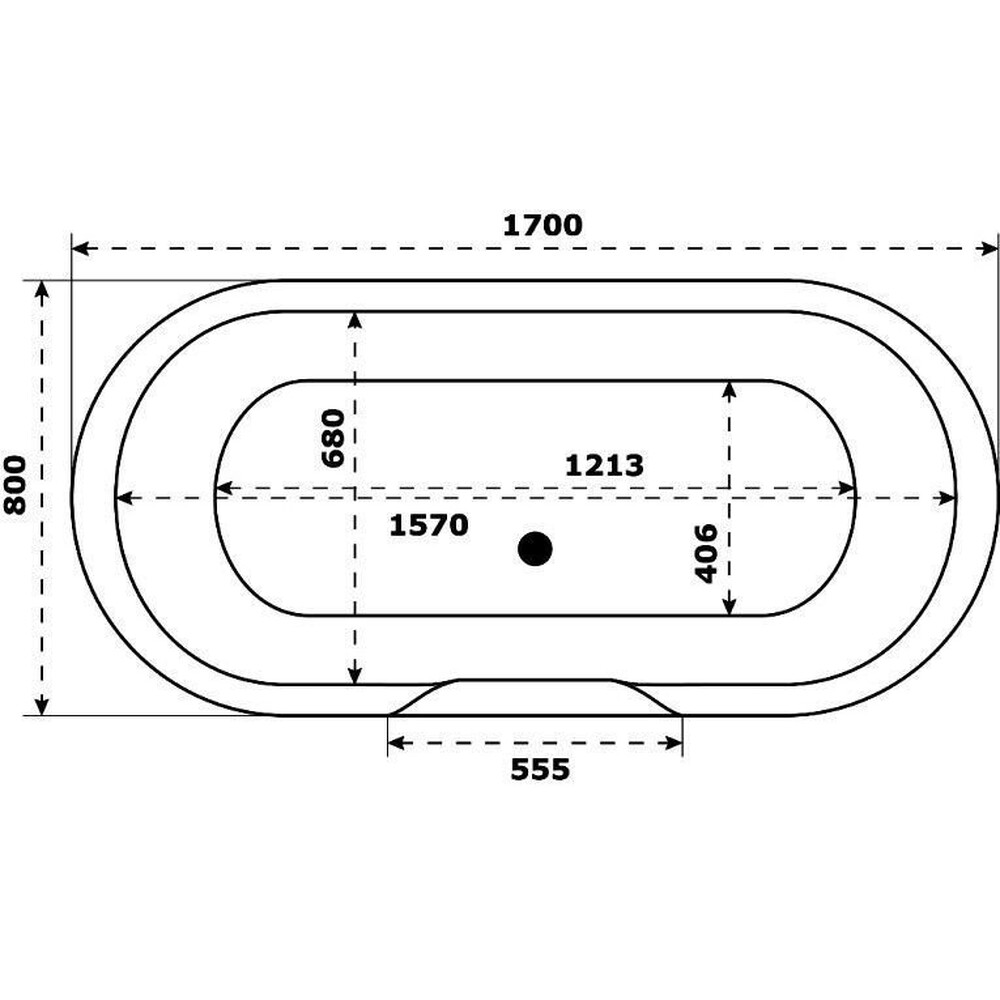 Ванна из литьевого мрамора BAS "ВЕНЕЦИЯ" 170х80 Белый (БЕЗ АВТОСЛИВА) ВА00003