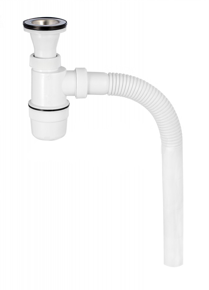 ВП 0114 Сифон бутылочный п/нерж. белый