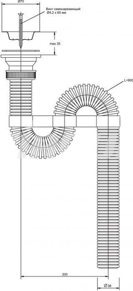 ВП 0132 Сифон гофрированный п/нерж.белый