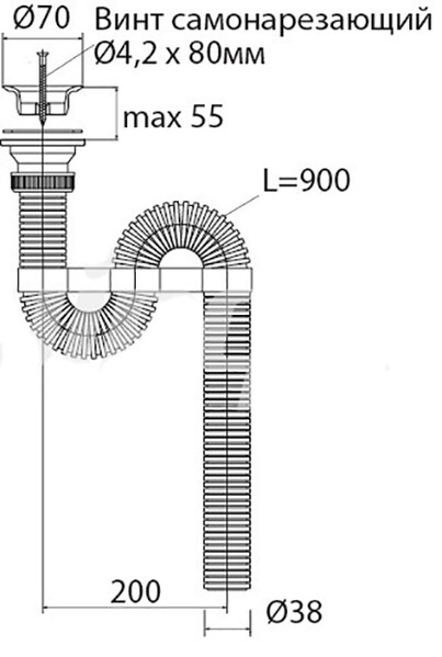 ВП 0134 Сифон гофрированный белый