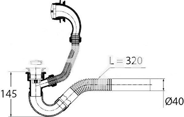 ВП 0144 Сифон для ванн (обвязка) "Эконом" 1 1/2"х40,неповортный, с пласт.реш D=65 мм