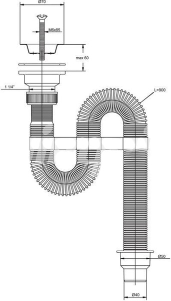ВП 0312 Сифон "VIR" гофрированный п/нерж.